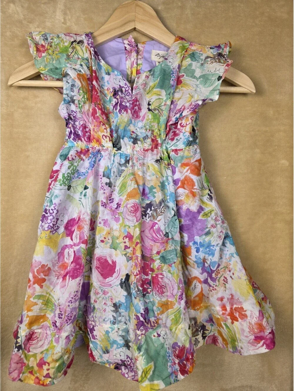 Bijou Sauvage Clothier Floral Todler size 4 Lined Side Pockets Pre-owned